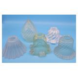 5 Antique Glass Lamp Shaded Opalescent Vaseline Sw
