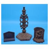 2 Cast Iron Bookends Doorstops, Cast Lamp Base