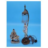Antique Porcelain Figurine Lamp Base & Table Lamp