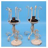 2 Wrought Iron Light Fixtures Lanterns Parts