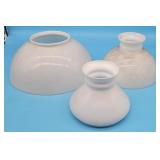 3 Antique Milk Glass Lamp Shades