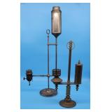 2 Antique Student Lamps Desk Oil Lamp Brass Candle