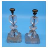 Pair Crystal Glass Lamp Bases Parts