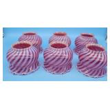 Set of 6 Cranberry Opalescent Swirl Glass Lamp Sha