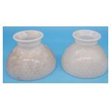 Pair Hobnail Milk Glass Student Lamp Shades