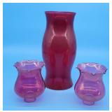 Cranberry Ruby Stained Glass Hurricane Shades