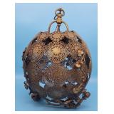 Vintage Asian Metal Filagree Hanging Lamp