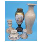 Hand Painted Porcelain Vase Ornate Base Lenox Cand