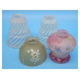 Vintage Glass Lamp Shades Pair of Opalescent Swirl