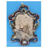 Large Antique Majolica Plaque Rococo Soldier on Ho