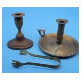 Early Antique Brass Push up Candlestick Candle Hol