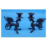 Pr Cast Iron Dragon Candle Holders Candleholders