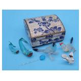 Small Glass Animals Fish, Birds & Cloisonne Trinke