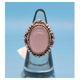 German Silver Rose Quartz Sz 7 Ring