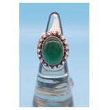 German Silver Green Onyx Sz 9 Ring