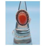German Silver Red Onyx Sz 9 Ring