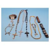 Lot of Costume Jewelry - Crosses, Watch ++