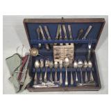 Silverplated Flatware Set in Wooden Box Sheffield