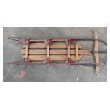 Vintage Sled - Wooden w Metal Rails