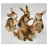 Four Vintage Ucagco Ceramic Bunny Rabbit