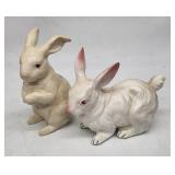 Pair of Vintage Ceramic Bunny Figurines - Japan