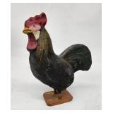 Folk Art Rooster Figurine - Carved Wood Poultry