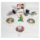 Assorted Christmas Decorations - Ceramic Snowmen,