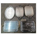 Silver Plated Serving Trays - Lot of 5