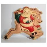 Vintage 30'+ Santa Claus Blow Mold Wall Hanging -