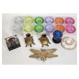 Mixed Lot: Glass Votives, Turtle Candlesticks,