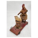 Antique Folk Art Chicken Automaton Pull Toy