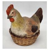 Vintage Chicken on Nest Figurine - Decorative