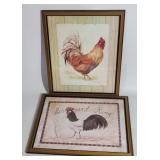 Framed Rooster Prints, Set of 2, Kitchen Decor