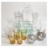 Mixed Glassware Lot - Vases, Bowls, Decanters,