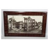 Antique Framed Roman Forum Black & White Photo
