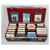Vintage 8-Track Tape Lot with Carrying Case