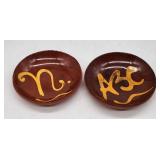 Hand Painted Pottery Dishes - Brown Glaze, Yellow
