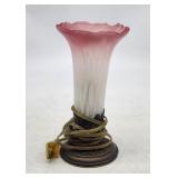 Vintage Bud Vase Lamp - Pink Cased Glass, Floral
