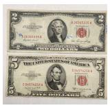 US Currency Lot - 1953 $2 & $5 Legal Tender Notes