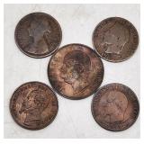 Foreign Coins Lot - Napoleon III, Queen Victoria,