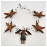 Wooden Angel & Star Ornament - Folk Art Christmas