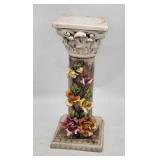Vintage Ceramic Floral Column Pedestal Plant