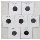 Indian Head Penny Lot - 1890, 1893, 1896-1899 (7