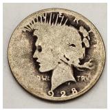1928 Peace Silver Dollar Coin - US Currency