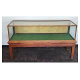 Vintage Glass Top Display Case - Wood Frame Green