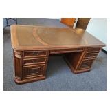 Vintage Wood Desk - Stately w Accented Corners