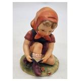 Vintage Ceramic Figurine - Girl Tying Shoe
