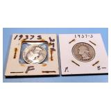 1937-S Silver Quarters (2)
