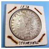 1878 Morgan Silver Dollar 7 Feathers