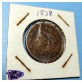 1838 Coronet Head Large Cent